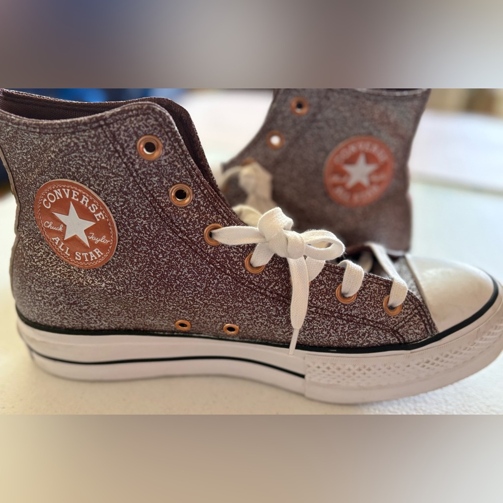 Converse All Star Lift Forest Glam High Top. Women’s 10 - Dark Pink Glitter